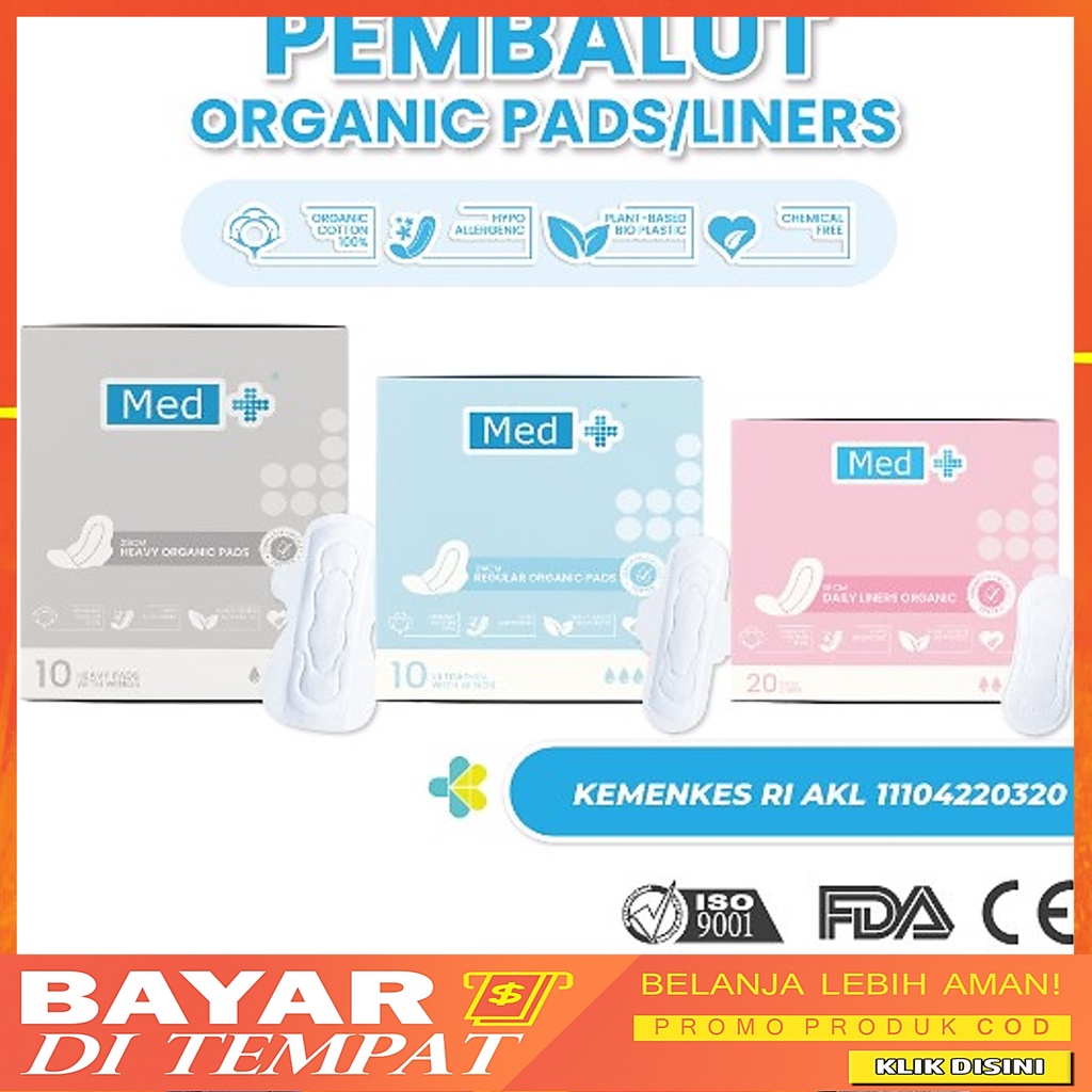 Med+ Organic Pads/Liners | Pembalut Organik (Chlorine free)