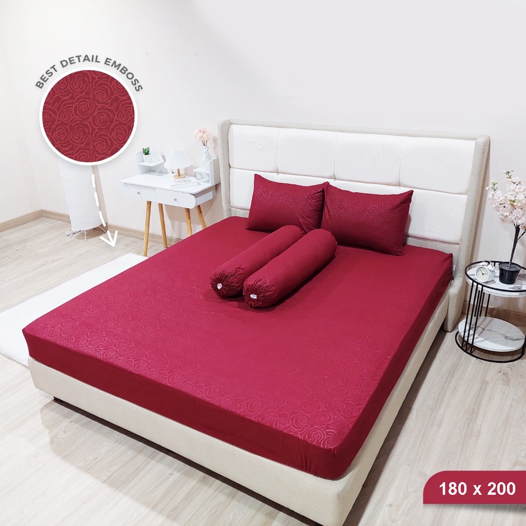 [✅COD] Set Seprei Sprei 180x200 Polos Dan 4 Sarung Bantal Guling Homemade Katun Embos Dekorasi Kamar Tidur Perlengkapan Rumah