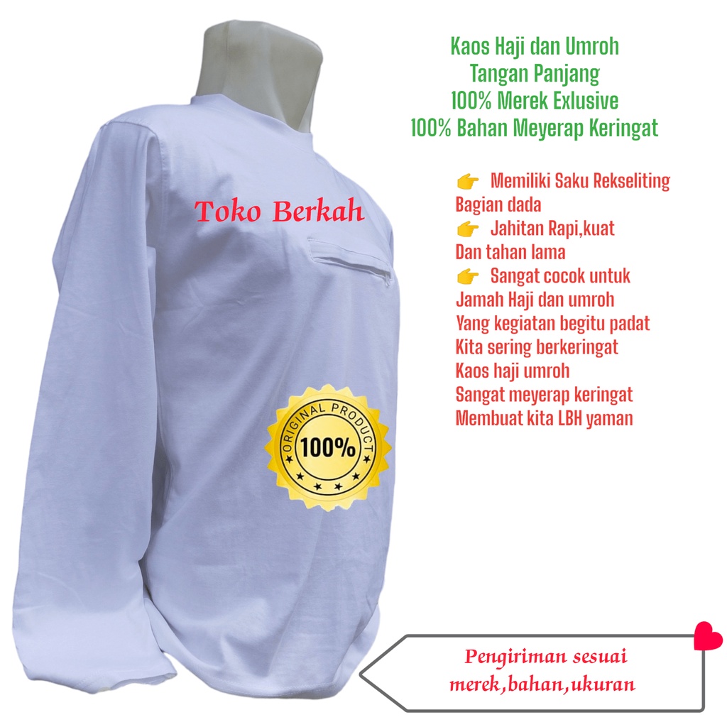 Kaos haji dan umroh tangan pajang Merek Exlusive asli ori 100%