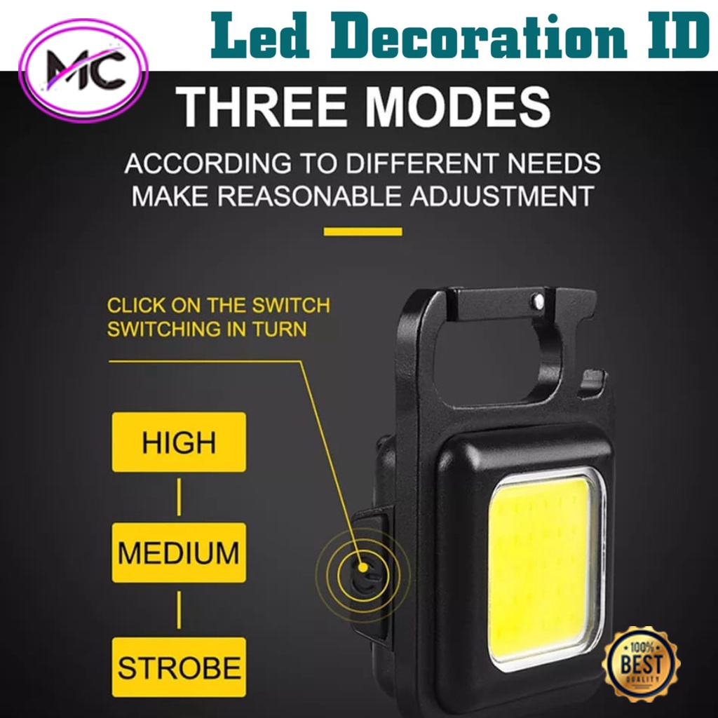 Lampu Emergency LED Tahan Lama Model Gantungan Kunci Lampu Survival Serbaguna Lampu Outdoor Camping Lampu COB Darurat Anti Air