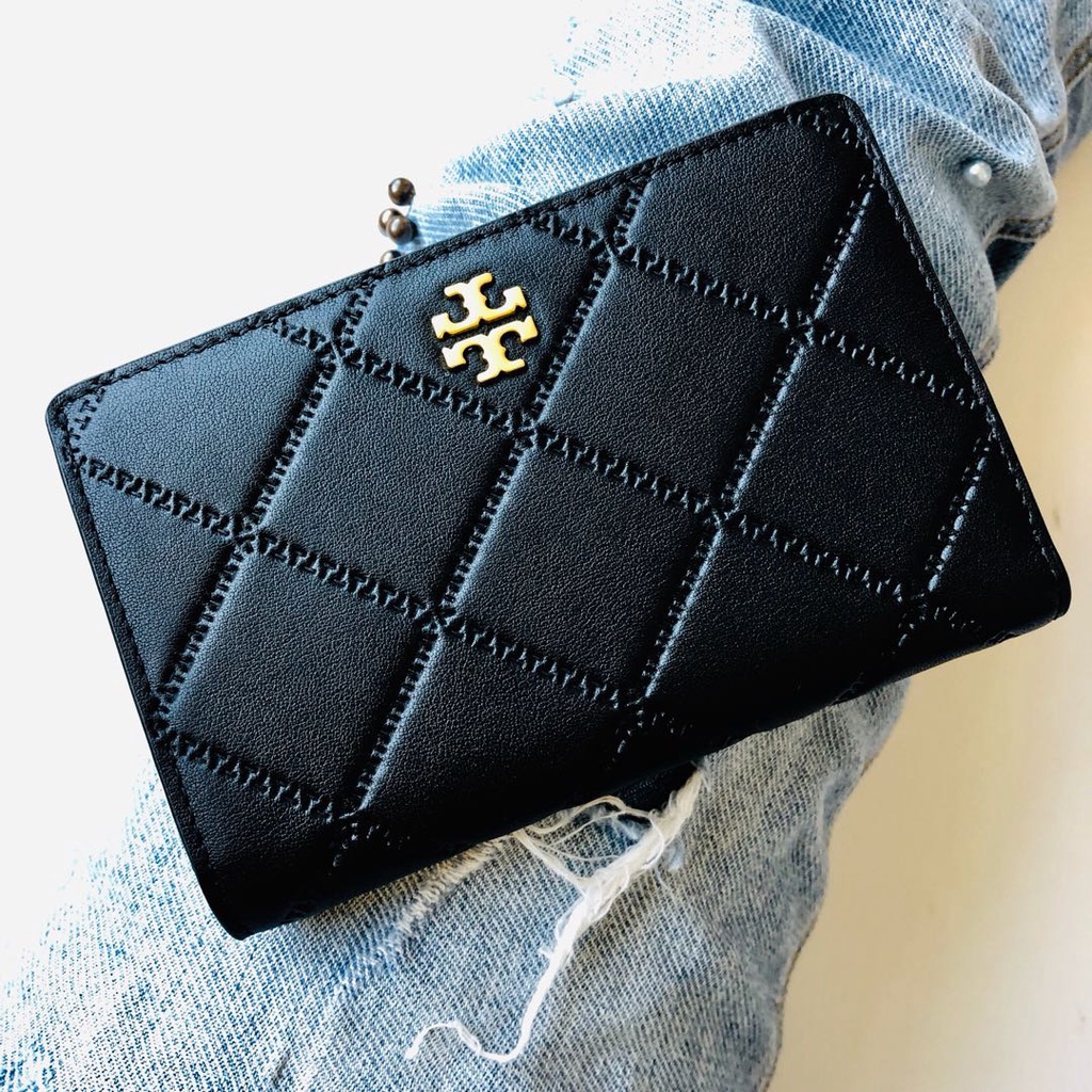 8808  TORY BURCH Classic Black Medium and Long Card Case Leather Wallet   qianbao