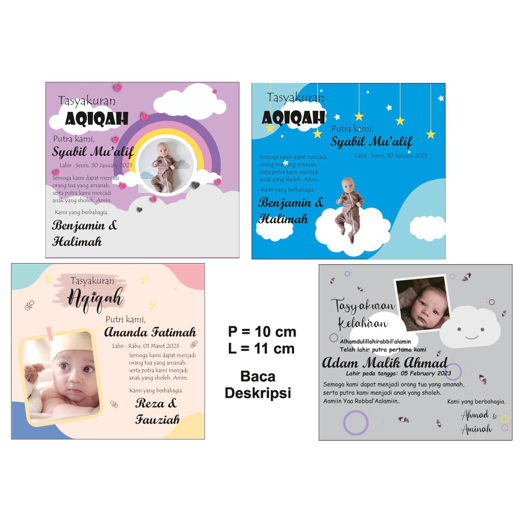 

Cetak kartu/stiker tasyakuran aqiqah Full Collor, custem stiker tasyakuran aqiqah