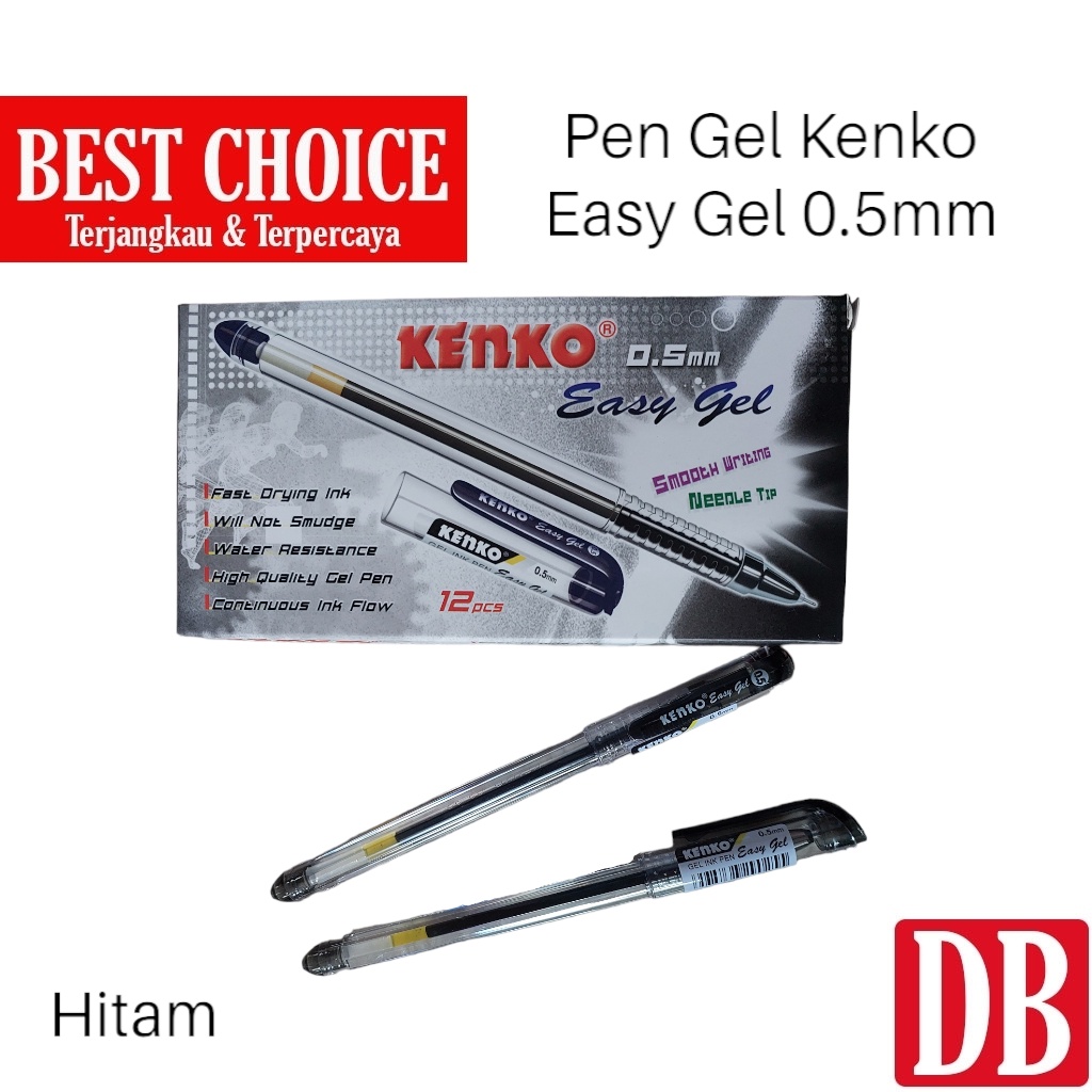 

Gel pen / Pulpen Kenko Easy Gel 0.5 mm Hitam/Biru