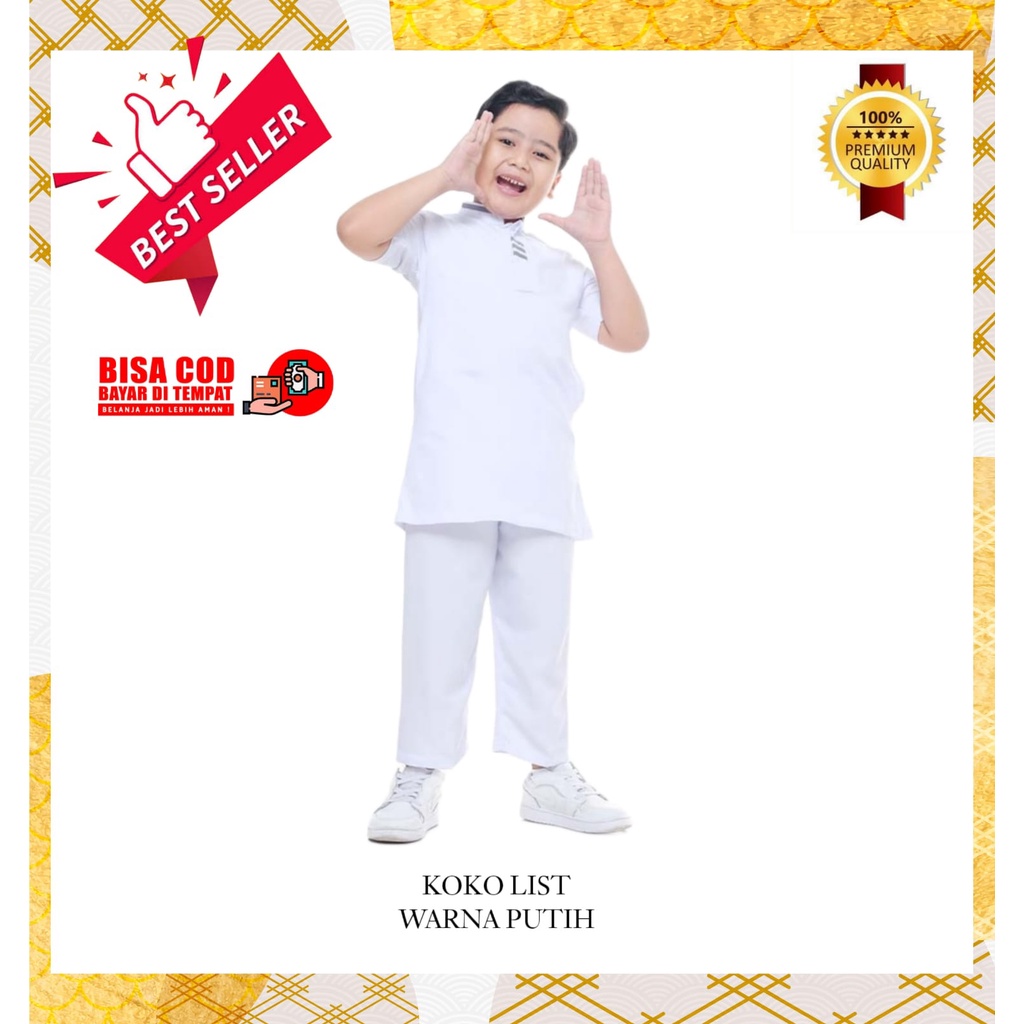 baju koko anak muslim warna putih