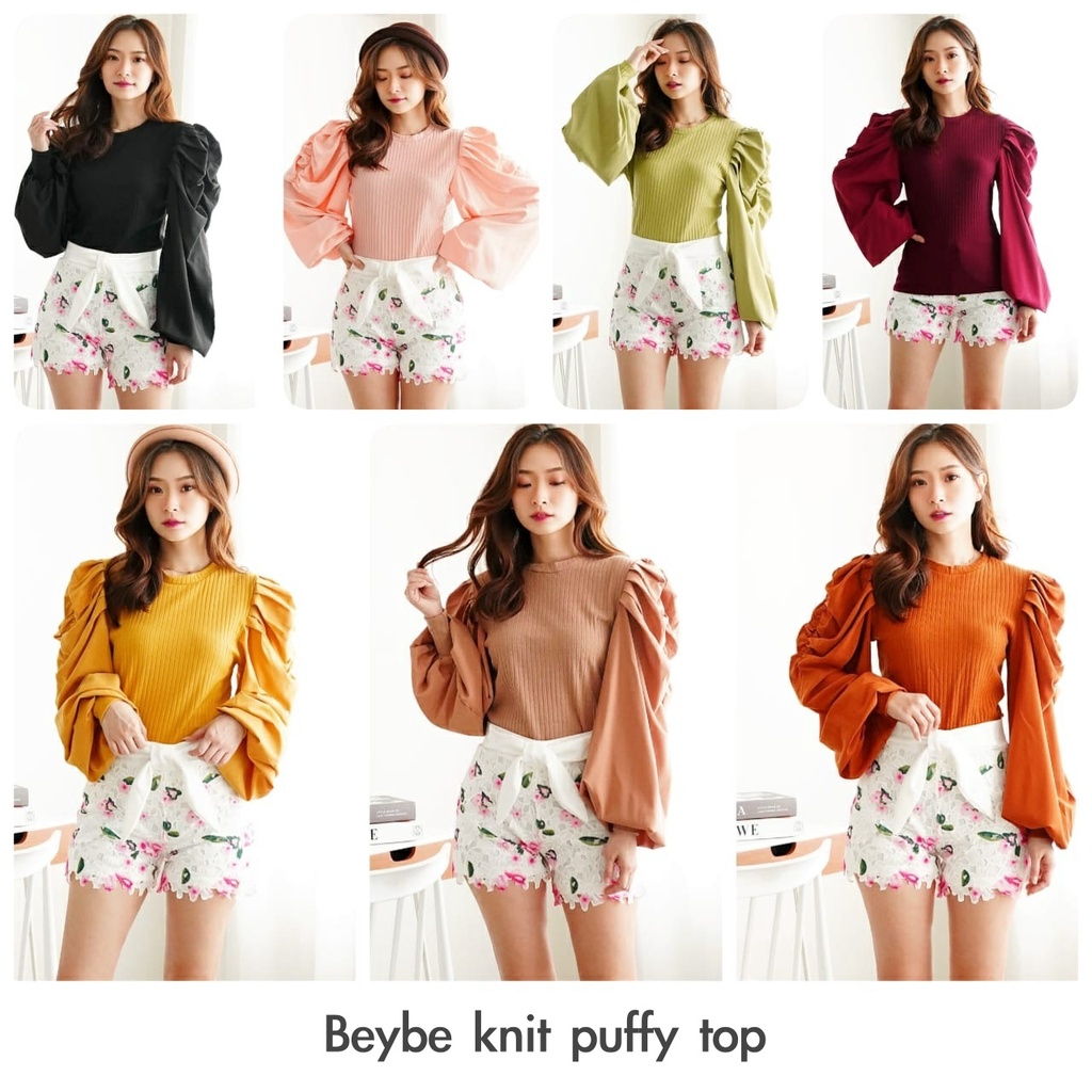 Beybe knit puffy top -Thejanclothes