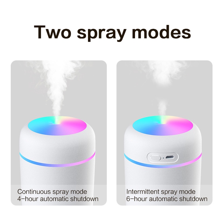 Humidifier Mini Diffuser Portable LED Light Colorful DQ107 Aromatherapy Pengharum Mobil 300ml Pelembab Ruangan