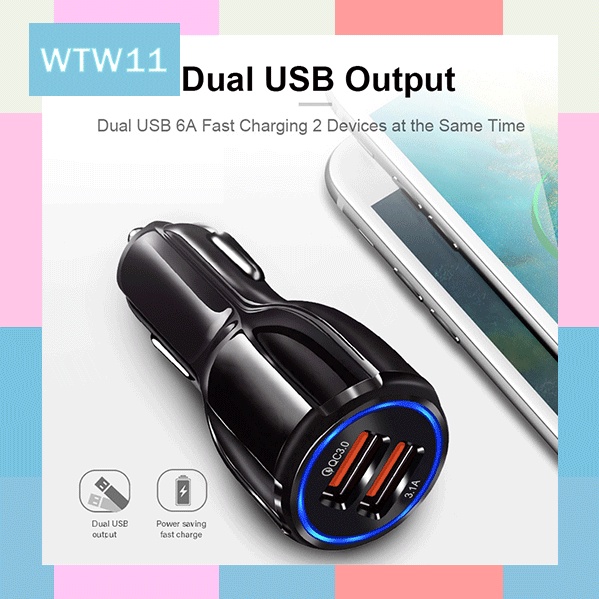 （BISA COD）USB Mobil Charger Mobil Fast Charging 3.0 3.1A 2 Port