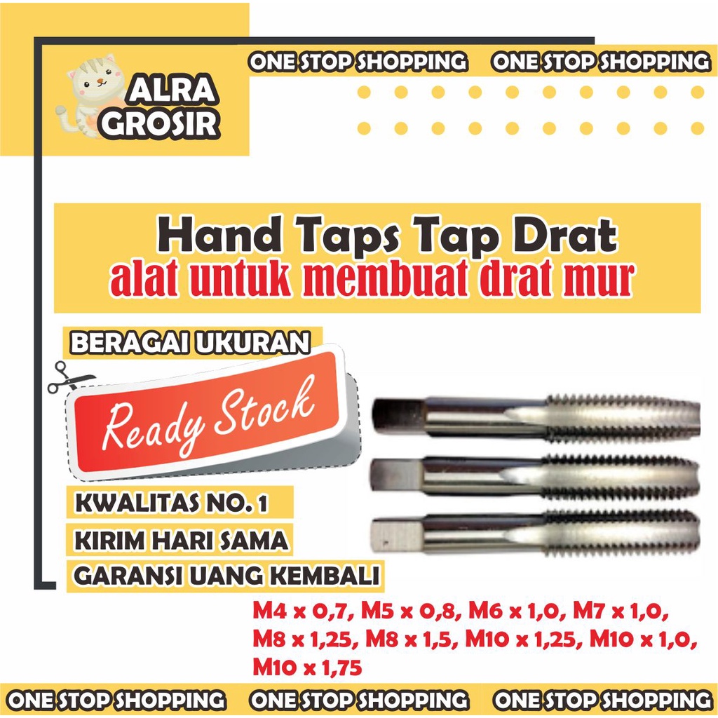 Hand Taps Tap Drat M4 x 0,7 M5 x 0,8 M6 x 1,0 M7 x 1,0 M8 x 1,25 M8 x 1,5 M10 x 1,25 M10 x 1,0 M10 x