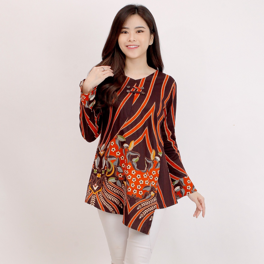 Blouse Batik Wanita Atasan Batik Tangan Panjang 517