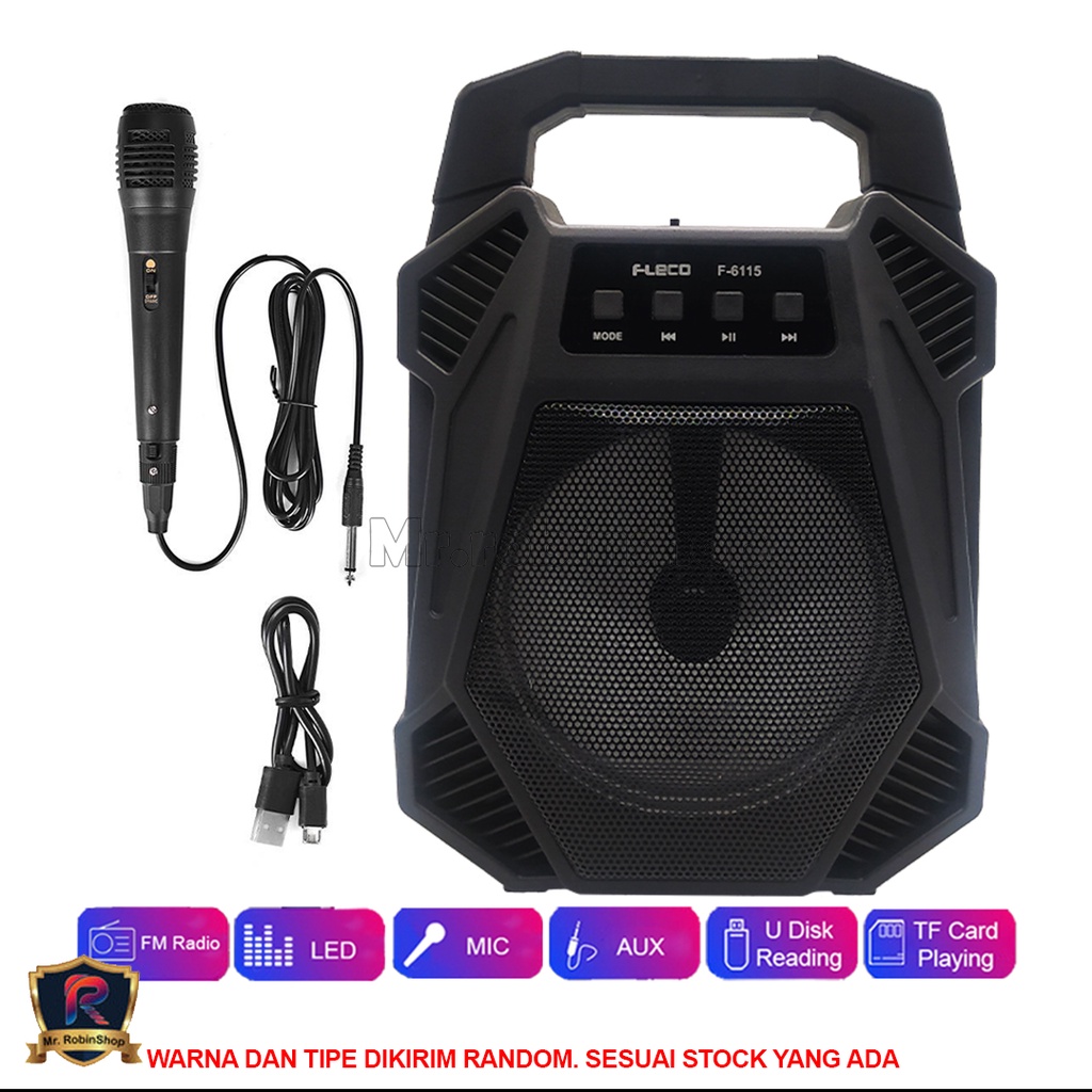 Speaker Bluetooth Wireless FLECO F-92/3 6114/6115/6117 USB Memory card AUX Mic FM Radio BERGARANSI