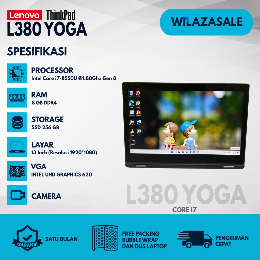 Laptop Second Lenovo Yoga Core i5 / Core i7 SSD Ram 8gb | X380 / L380/ 370