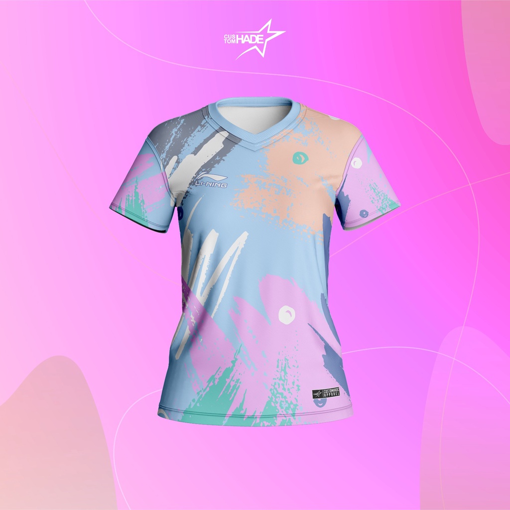 Kaos Jersey Wanita Lengan Pendek Custom Nama Jersey Badminton Bulu tangkis Printing