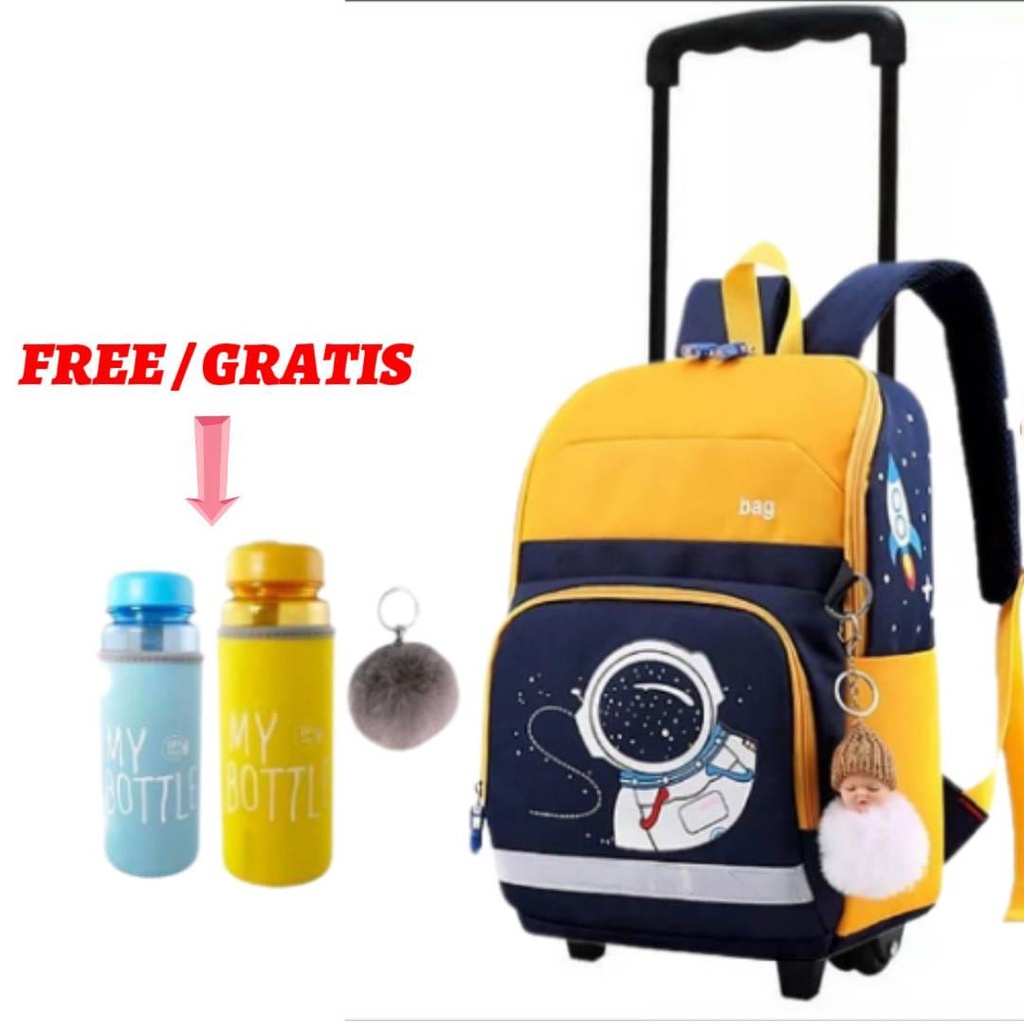 Tas Troli Anak Astronot + Gratis My Bottle Lucu