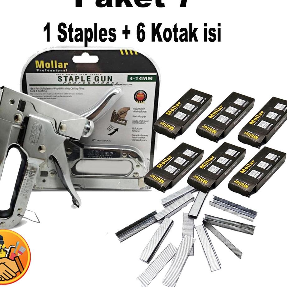 

☑ Staple Tembak Tacker Staples Stepler Hekter mollar 3in1 jok kulit kardus plus isi staples ❁