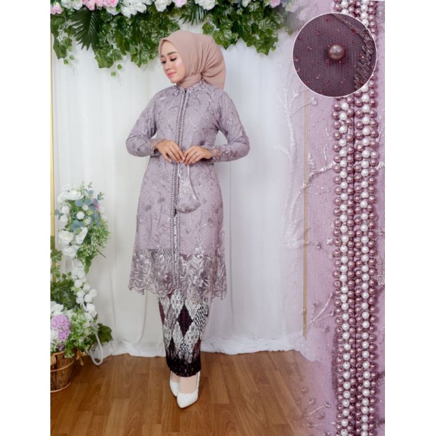 Tunik Kebaya Kamila Kombinasi Payet Mutiara / Set Tunik Pesta / Kebaya Kondangan / Kebaya Brokat / kebaya / Set Tunik Wanita / Outfit Baju Wanita / Set Kebaya Lamaran / Set Kebaya Busui Frendly