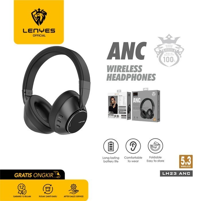 Lenyes LH23 Headphones Wireless Bluetooth 5.3 ANC Studio HiFi Stereo earphone music musik gamer