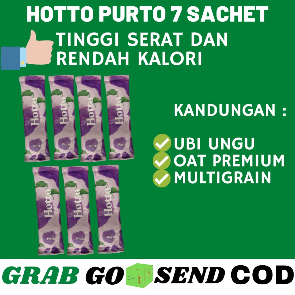 

Hotto Purto Multigrain Asli Original Minuman Kesehatan Tinggi Serat with Purple Potato Oat 7 Sachet