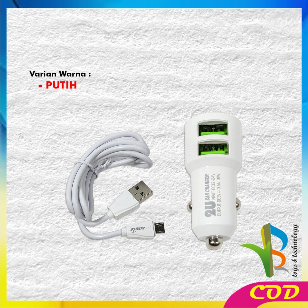 RB-C820 Adaptor Car Charger Double USB Universal Pengisi Daya Hanphone Travel Crystal White / 2 Output Casan Colokan Mobil Portable