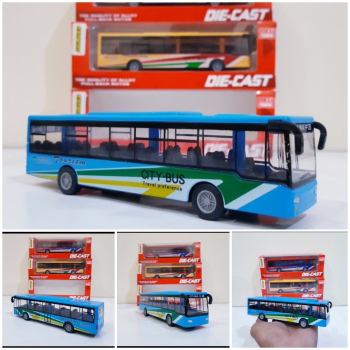 DIECAST CITY BUS ALLOY PULLBACK - MINIATUR ANAK MOBIL BUS MANIA KOTA