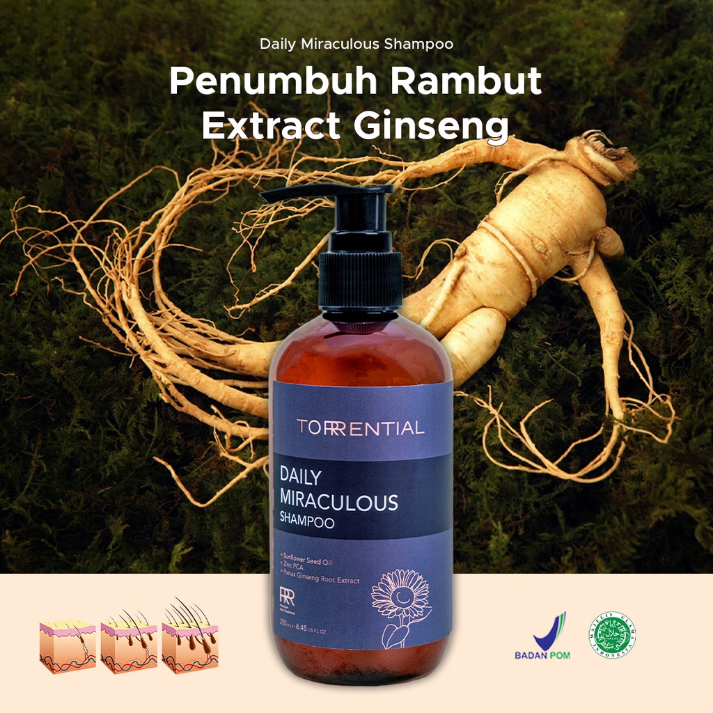 Shampo Shampoo Sampo Sampoo Penumbuh Penyubur Penebal Perawatan Pencegah Rambut Rontok Botak Ketombe Bercabang kering Rusak Uban Torrential daily Miraculous Hair Care Treatment Cepat Ampuh Original BPOM