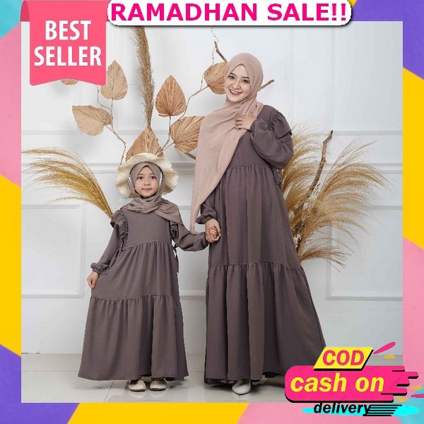 Arsiana Couple Long Dress Ibu Dan Anak Usia 9 Tahun Ke Atas Model Terbaru 2023 Kekinian Gamis Kondan