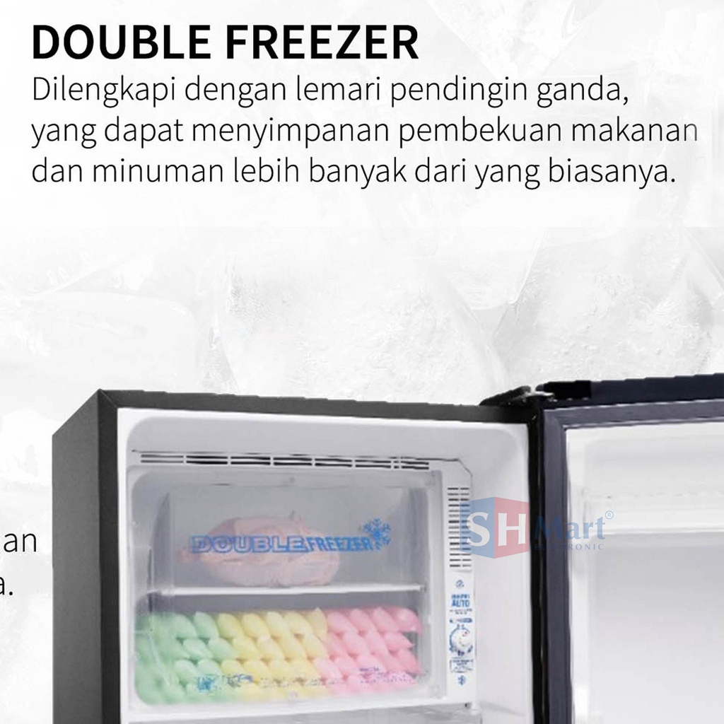 KULKAS SHARP 1 PINTU SJ-X197W-DW DOUBLE FREEZER KAPASITAS 185 LITER GARANSI RESMI