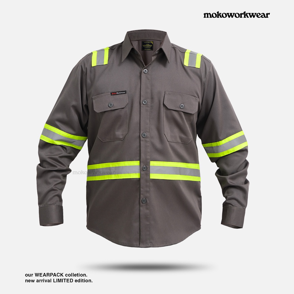 Wearpack Baju Safety Abu Tua / Charcoal Hi-Vis Mokoworkwear Reflector Standart 3M - M