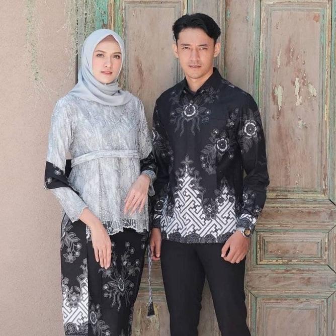 HARGA BERSAHABAT BAJU COUPLE KEBAYA BROKAT HITAM / KONDANGAN / TUNANGAN / SARIMBIT / Baju Kapel