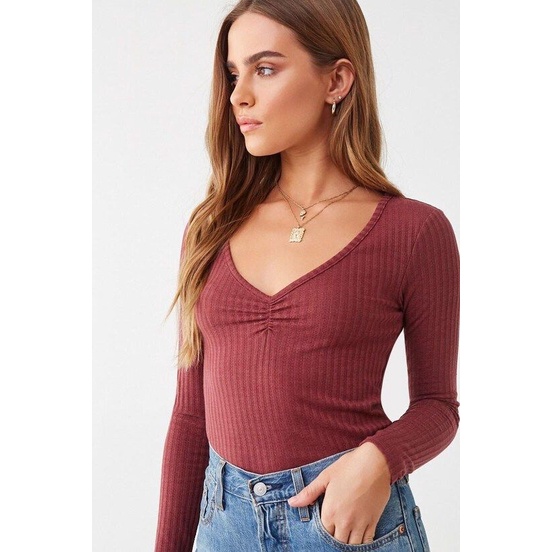 Forever21 Long Sleeve V-Neck Top