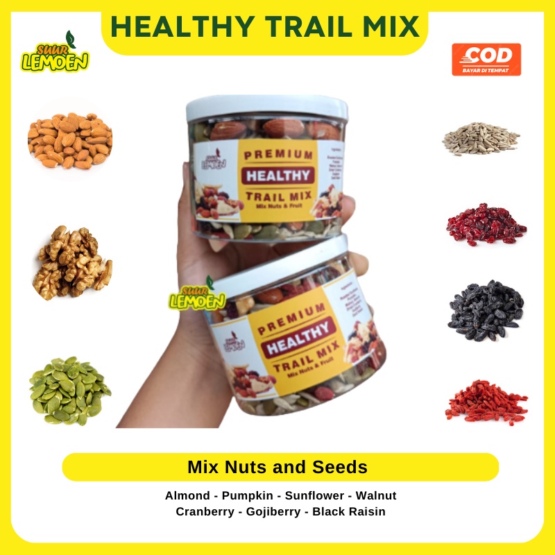 Mix Nut Seeds Fruit Roasted 200 gram - Almond Walnut Raisin Cranberry Gojiberry Sunflower Pumpkin