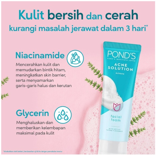 Ponds Acne Solution Facial Foam Sabun Muka Pembersih Wajah 100gr - Anti Bakteri