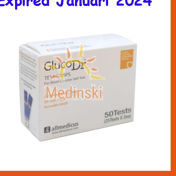 ♞ Strip GlucoDr Isi 50 Stik Kode 8 BioSensor Gluco Dr Tes Cek Gula Darah GDS AGM-2100 AGM2100 ▼