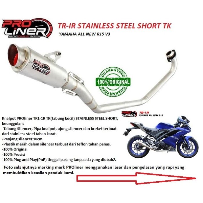 KNALPOT RACING PROLINER TR-1R SHORT TK ALL NEW R15 R 15 V3 ORI ORIGINAL