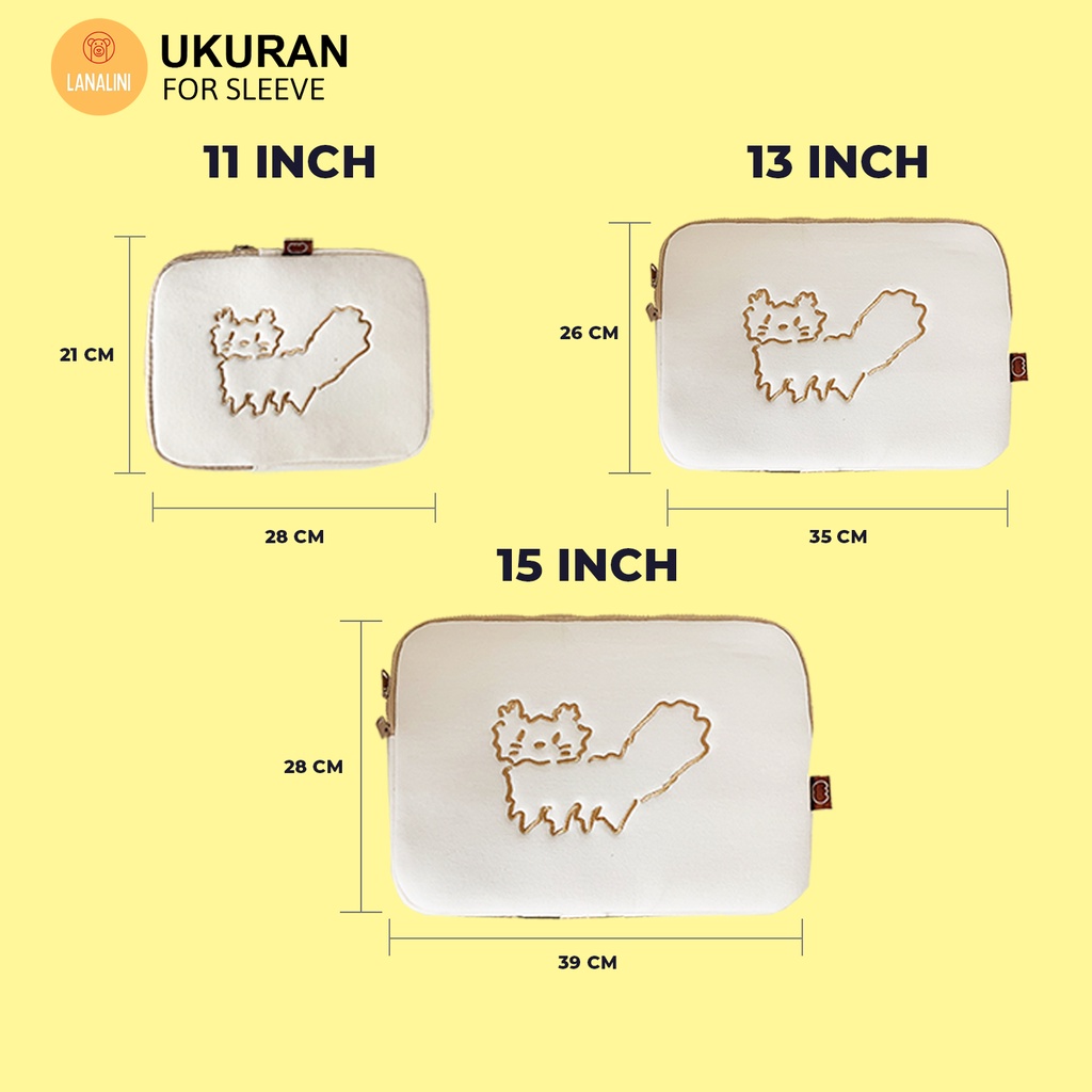 Sleeve Pouch Sarung Tas Bag Case Ipad Tab Tablet Macbook Air Pro Laptop Asus Acer Lenovo HP Huawei 11 12 13 14 15 inch Motif Gambar Kucing Cat Warna Putih Lucu Cute Murah Korean Model