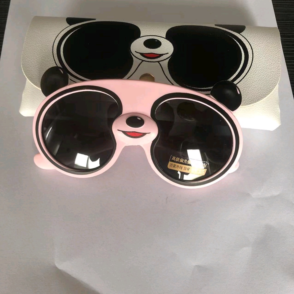 STV kacamata polarized bentuk kartun panda bahan silikon untuk anak