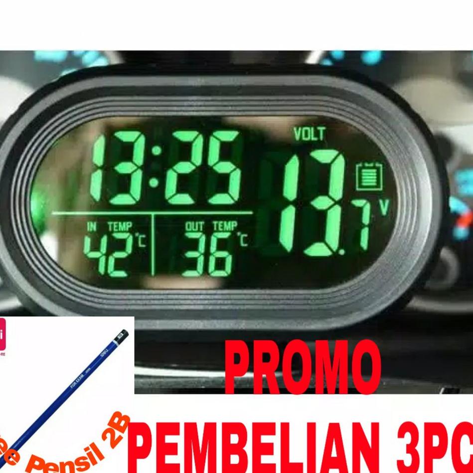☁ Jam Digital Mobil dual colour led backlight. ampere meter volt meter ☺