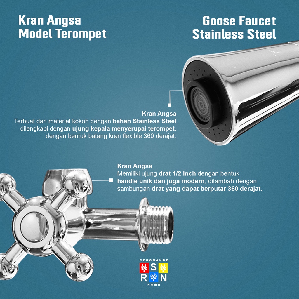 Kran Angsa Flexible / Model Terompel / Chrome Trumpet Faucet / Resonance Home