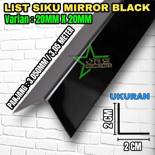 LIST SIKU BLACK MIRROR 20×20×3.050MM T. 0,8MM STAINLESS SS 201