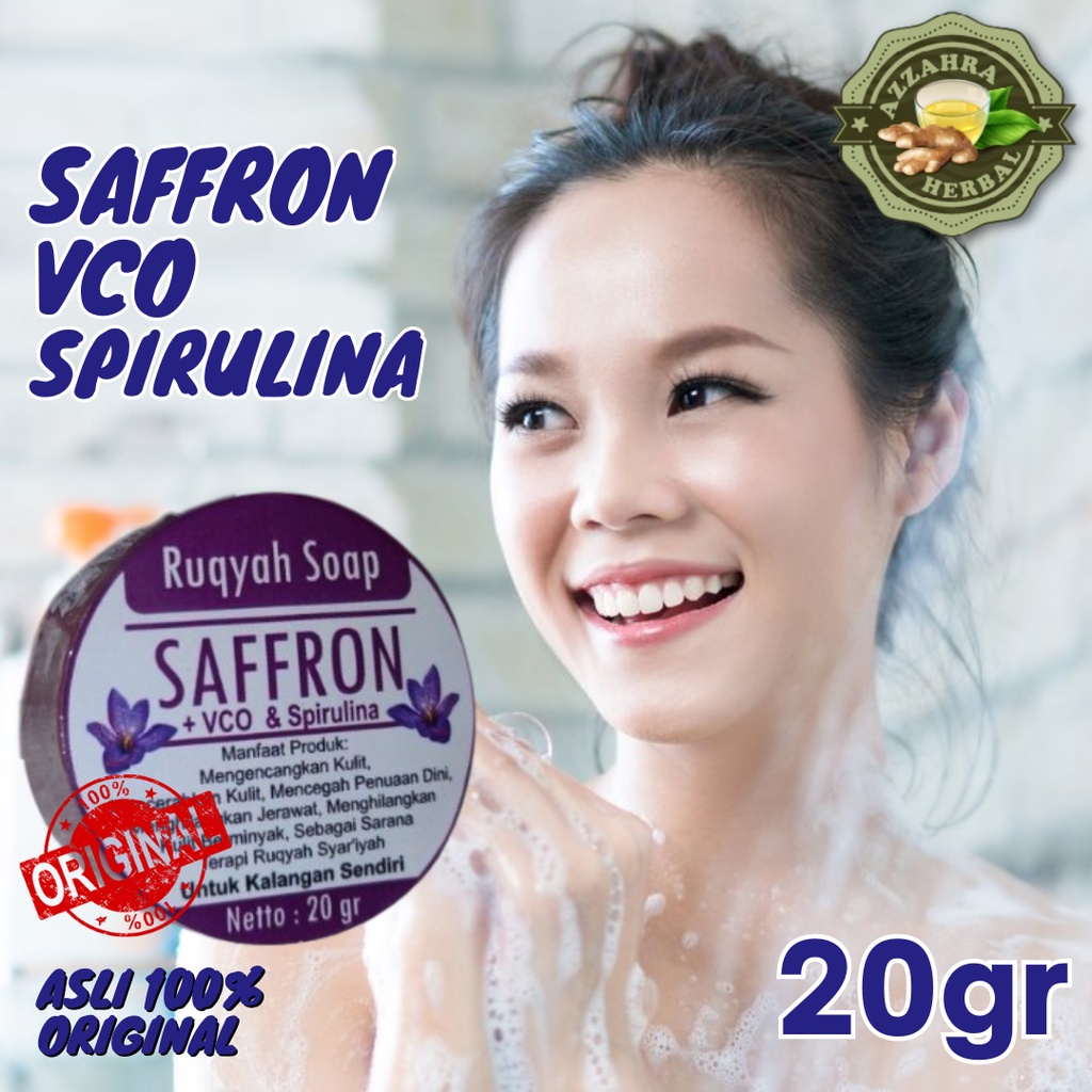 Sabun Saffron Penghilang Jerawat Pemutih Wajah Alami VCO Spirulina Scars Bekas Luka Noda Hitam