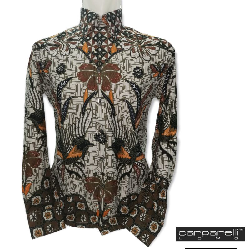 KEMEJA BATIK CARPARELLI WARNA COKLAT MUDA
