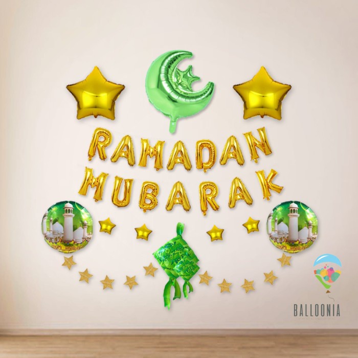 SET Ramadan Mubarak Foil Balloon / Dekorasi Balon Lebaran Idul Fitri - Tanpa TIRAI(J7Z6) dekorasi ramadhan paket dekorasi ramadhan gantungan dekorasi ramadhan kareem dekorasi bulan dekorasi bulan sabit dekorasi bulan puasa K3X7 dekorasi ramadhan dan idul