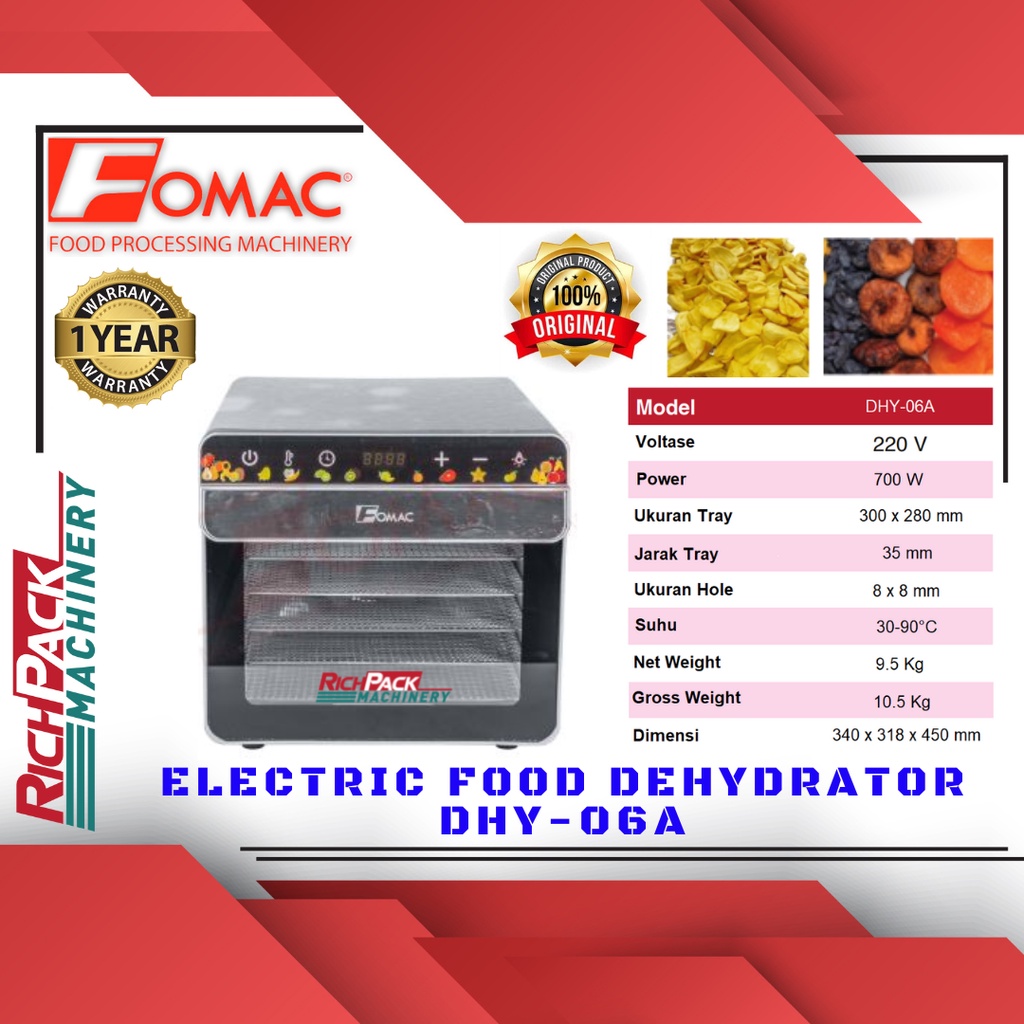 Fomac DHY-06A Dehydrator Mesin Kripik Pengering Bahan Makanan