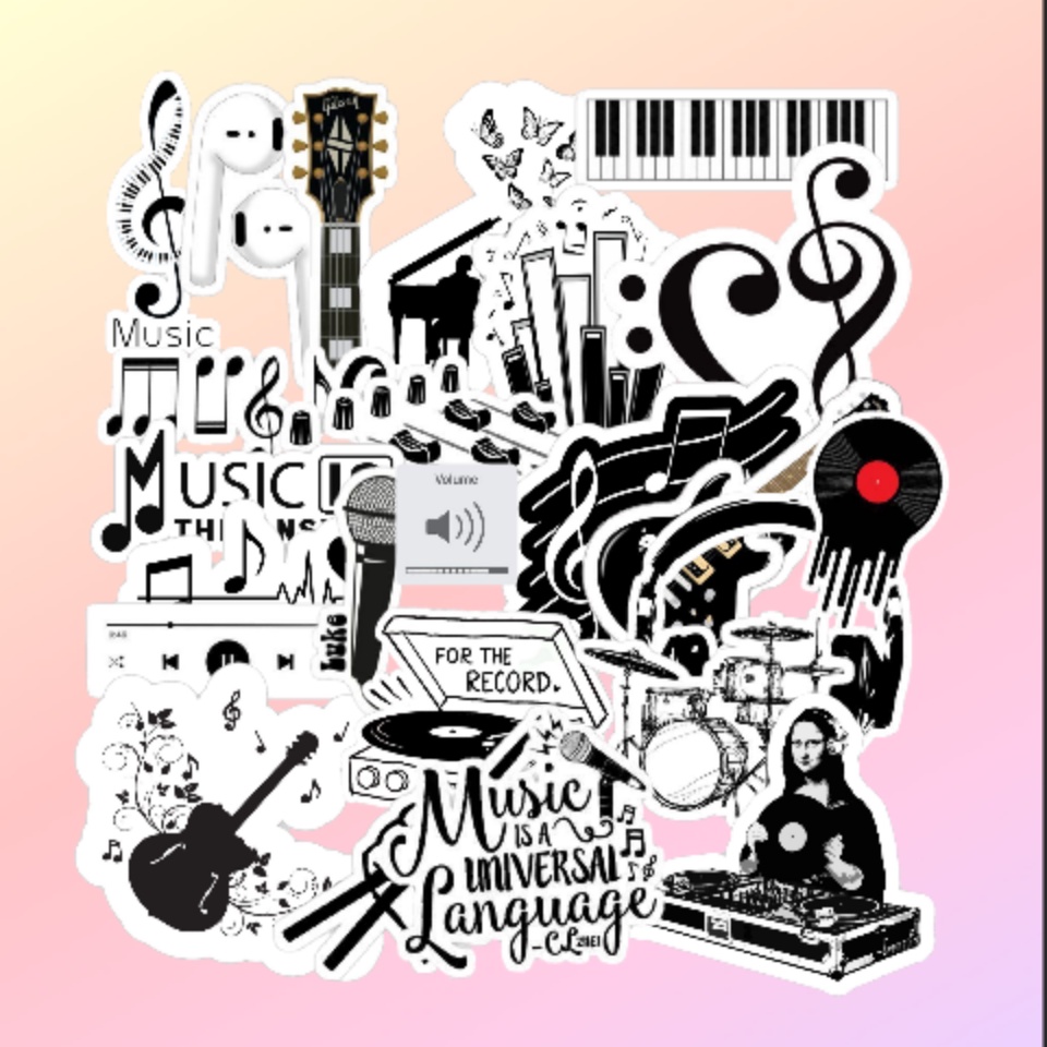 

(30 pcs) Stiker Musik | Cute lucu Sticker Journal Buku Lembar Pack Estetik Jurnal Jurnaling Laptop Hp Aesthetic Kawaii Music