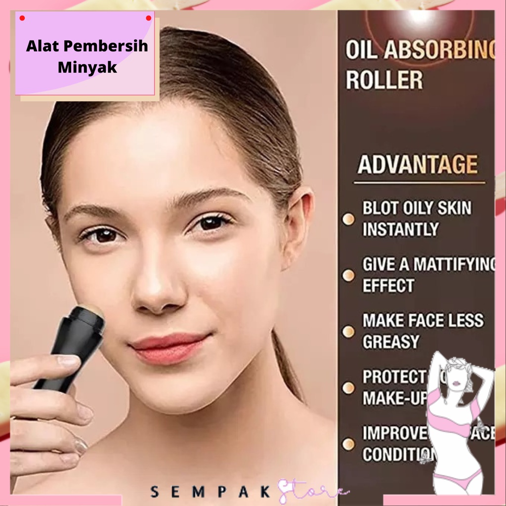 SS Alat Pembersih Minyak Di Wajah Oil Absorbing Volcanic Stone Portable Face Roller Oil Control Perawatan Kulit enyerap Minyak Wajah Oil Removing Stick Ball