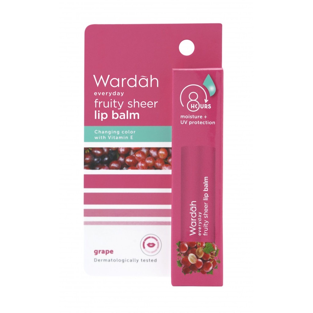 QEILA - Wardah Everyday Fruity Sheer | Lip Balm Strawberry &amp; Grape 4 g