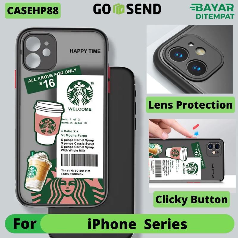 Case iPhone XR 11 12 13 Pro Max Kesing Hardcase Colored Mate Hybrid Starbucks Doff