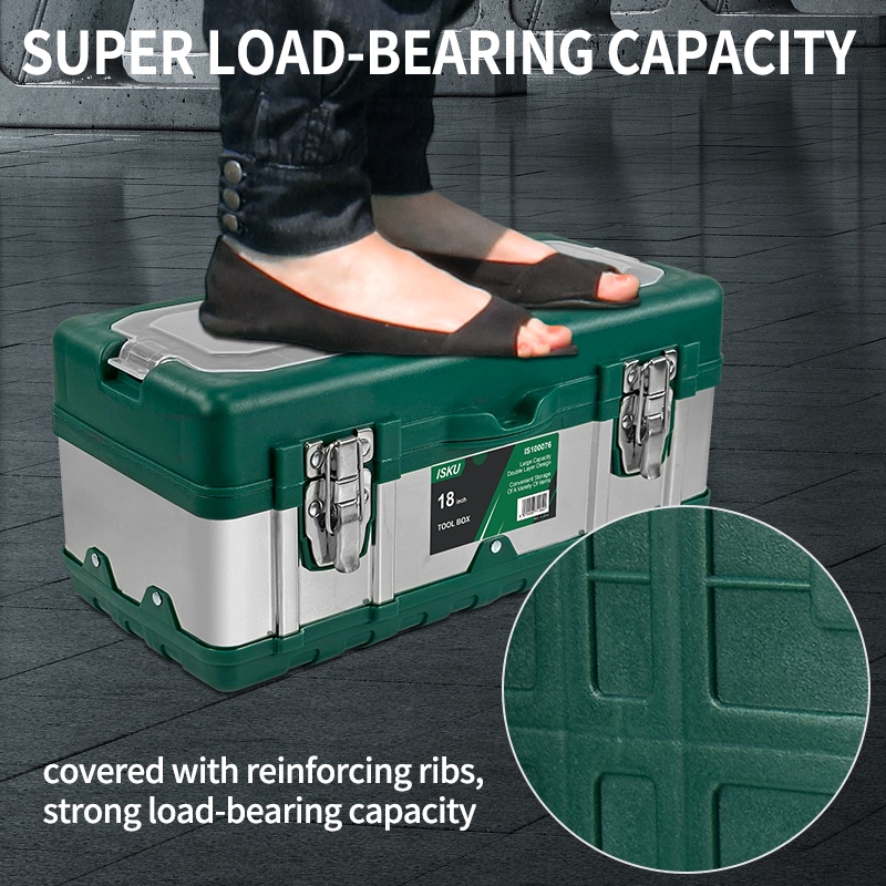ISKU Tool Box 15-20'' Besi Baja Kotak Perkakas besar 20inch Material Stainless Steel Toolbox