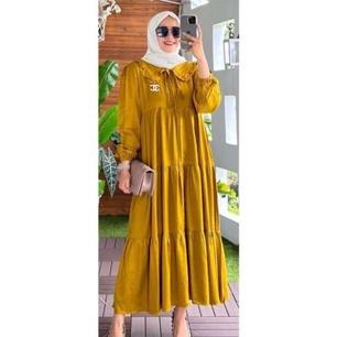 TERLARIS Grosir Midi Dress Jumbo ld 140 Dress Big Size XXXXXL Motif Polos Bahan KATUN JEPANG LOKAL G
