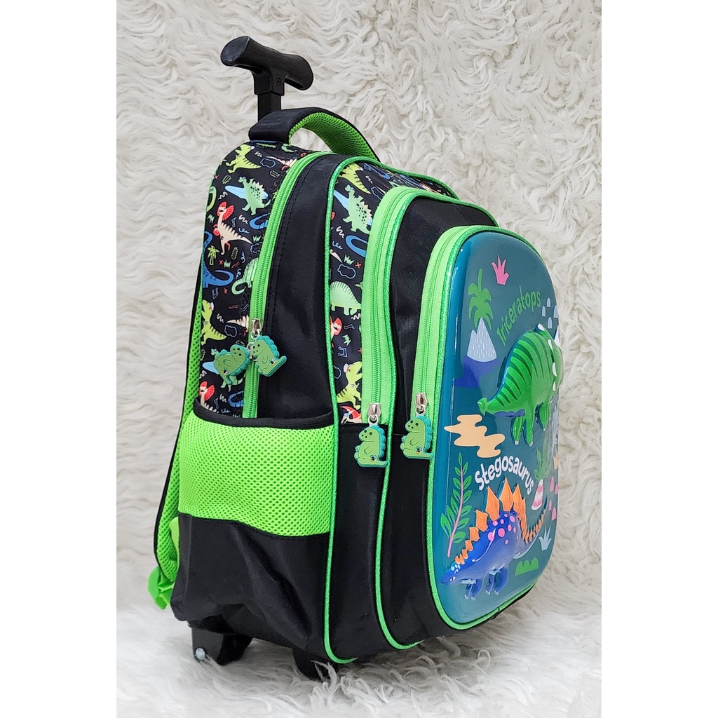 Troli Ransel Sekolah AnakSD Premium 3 Sleting  Unicorn Dino O6133