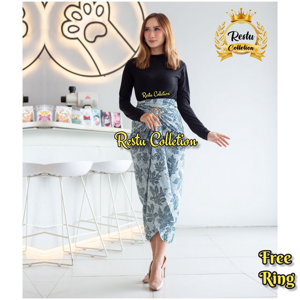 Rok lilit flora original / rok kebaya / bawahan kebaya / rok batik / bawahan batik / rok wisuda / rok kondangan / kain lilit batik / RS CREAM